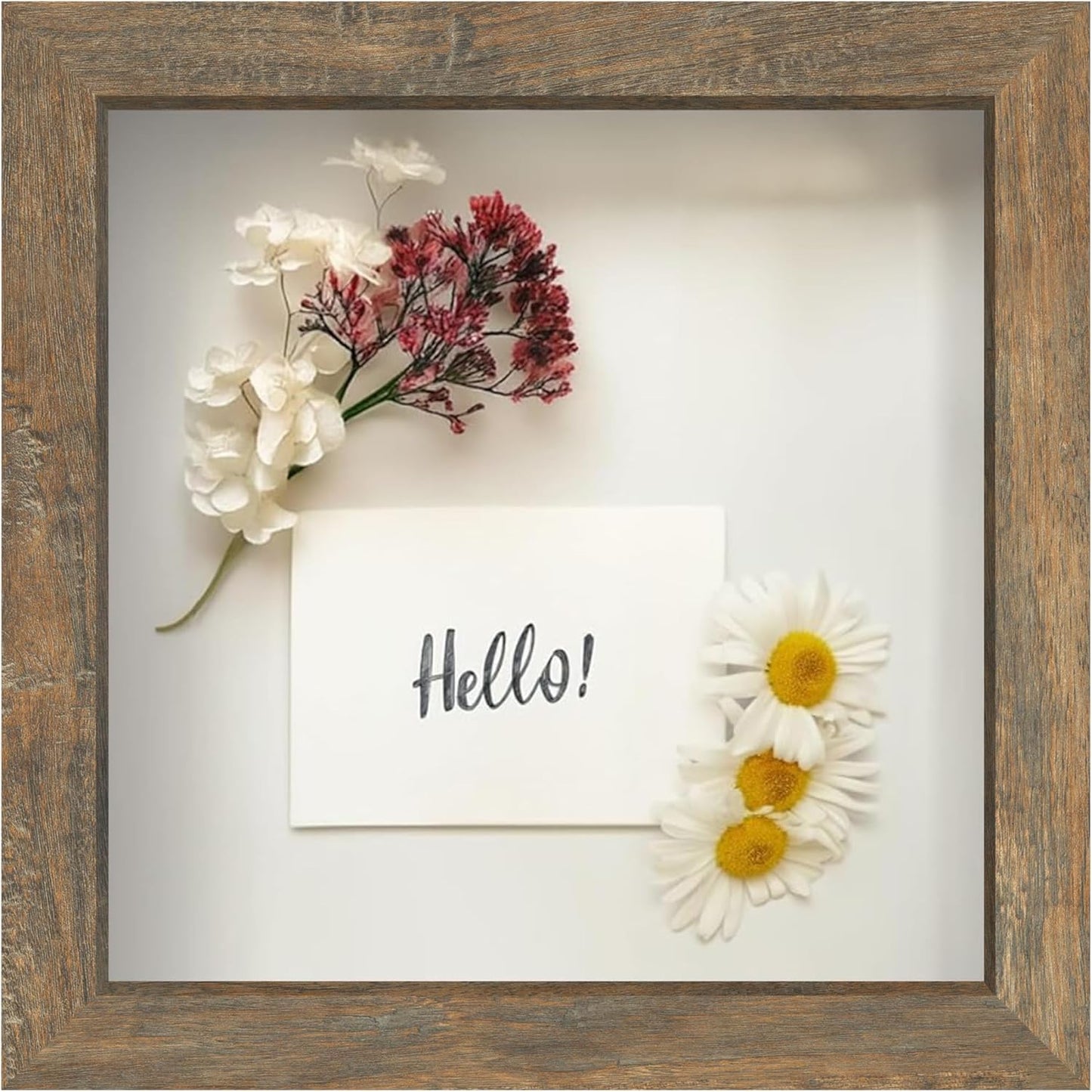 FrameWorks 11” x 14” Dark Oak Wooden Shadow Box Frame – Display Case with Soft Felt Back, Memory Box with Tempered Glass, Display Box with Elegant White Ball Push Pins, Wooden Flower Box