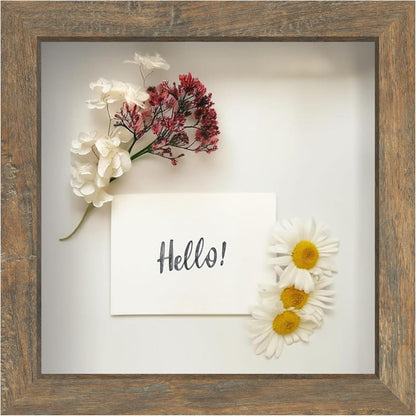 FrameWorks 11” x 14” Dark Oak Wooden Shadow Box Frame – Display Case with Soft Felt Back, Memory Box with Tempered Glass, Display Box with Elegant White Ball Push Pins, Wooden Flower Box