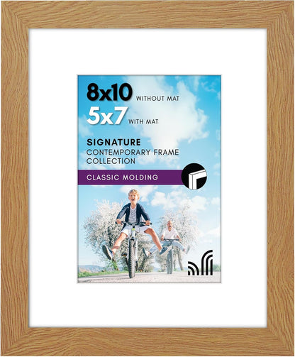 Americanflat 8x10 Picture Frame with Shatter-Resistant Glass - Use as 5x7 Frame with Mat or Display 8x10 Photo Without Mat - Signature Collection - Picture Frames for Tabletop and Wall Display - Black