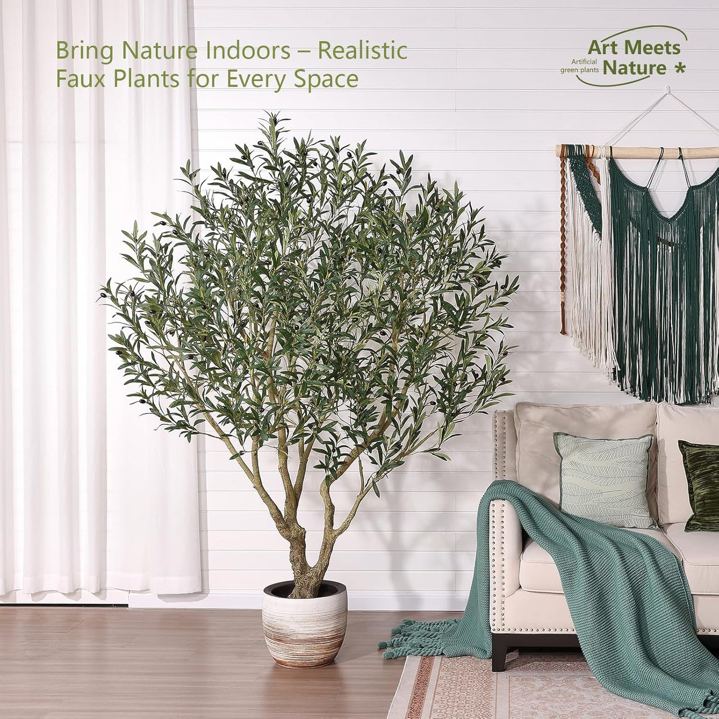 Verinatural Olive Tree Artificial Indoor 6ft - UV Resistant Large Fake Plants - Realistic Faux Olive Tree in Pot - Tall Artificial Plants Outdoor for Home, Patio, Living Room, Office Decor,VN138