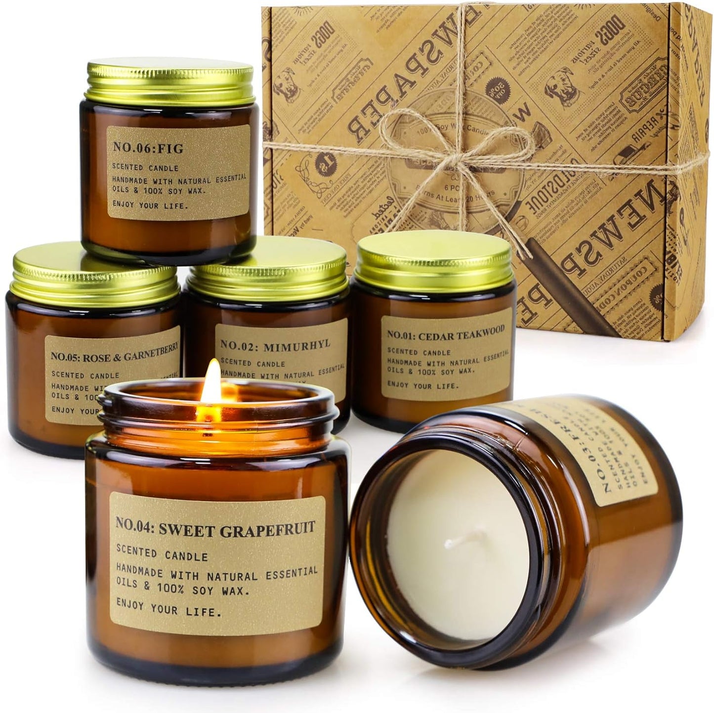 6-Pack Scented Candles for Home, 3.5 Oz Soy Wax Candles Gift Set with Lavender Chamomile & Eucalyptus Mint for Brithday Gifts Women, Mothers Day