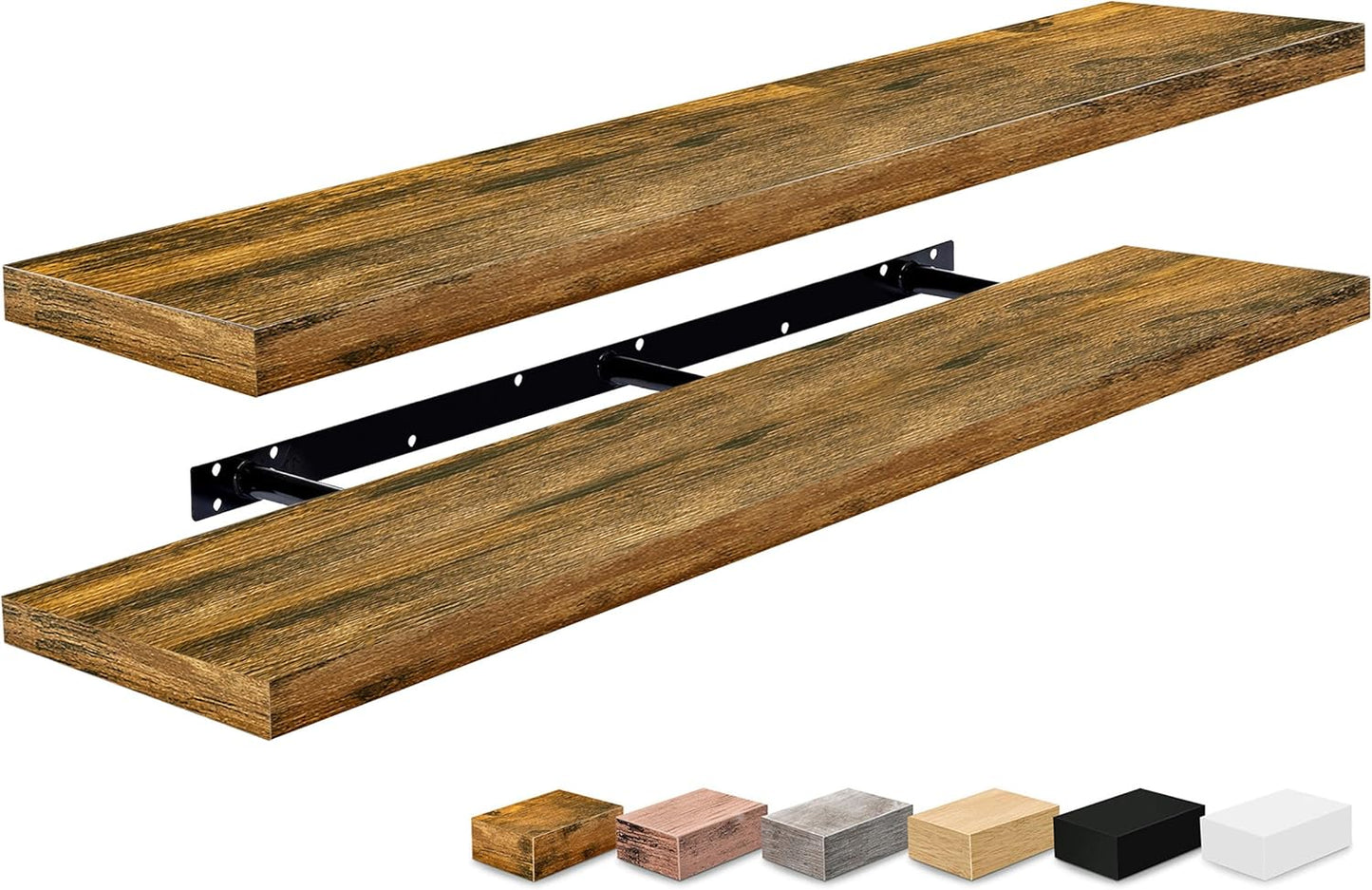 Sorbus Floating Shelves for Wall - 48 Inch Long Bathroom Shelves, Wall Decor for Bedroom, Kitchen, Living Room & Book Storage - Mounted Floating Shelf with Invisible Brackets (Maple Wood, 2 Pack)