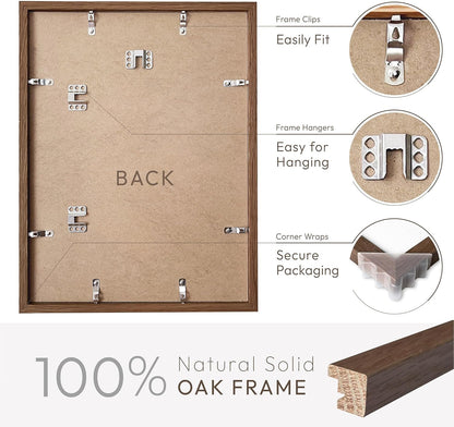5x7 Picture Frame, Solid Oak Wood 5 x 7 Photo Frame with Mat to 4x6, 7x5 Picture Frames for Wall and Tabletop Display, (Walnut Set of 1)