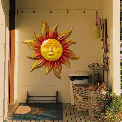 Large Sun Wall Art Decor 45 inch Metal Wall Art, Retro Hanging Decor, Valentine Wall Decorations for Patio,Yard,Garden,Fence,Living Room
