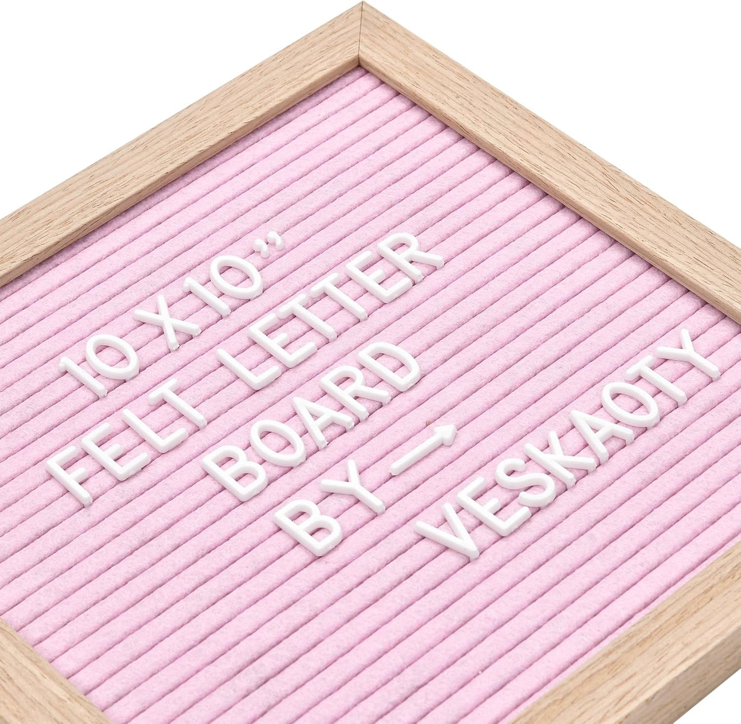 Felt Letter Board with 294 Letters, Numbers & Symbols - 10 x 10 inch Changeable Message Board with Wooden Frame Wall Mount Hook, Black & Wood