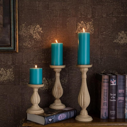 MOZEAL 3" x 4" Hand-Poured Unscented Candle,Dripless Pillar Candle Set of 3,Long Clean Burning,Approx 72 Hours Burn Time,Rustic Country Style,Wedding,Dinner,Christmas and Home Decor,White