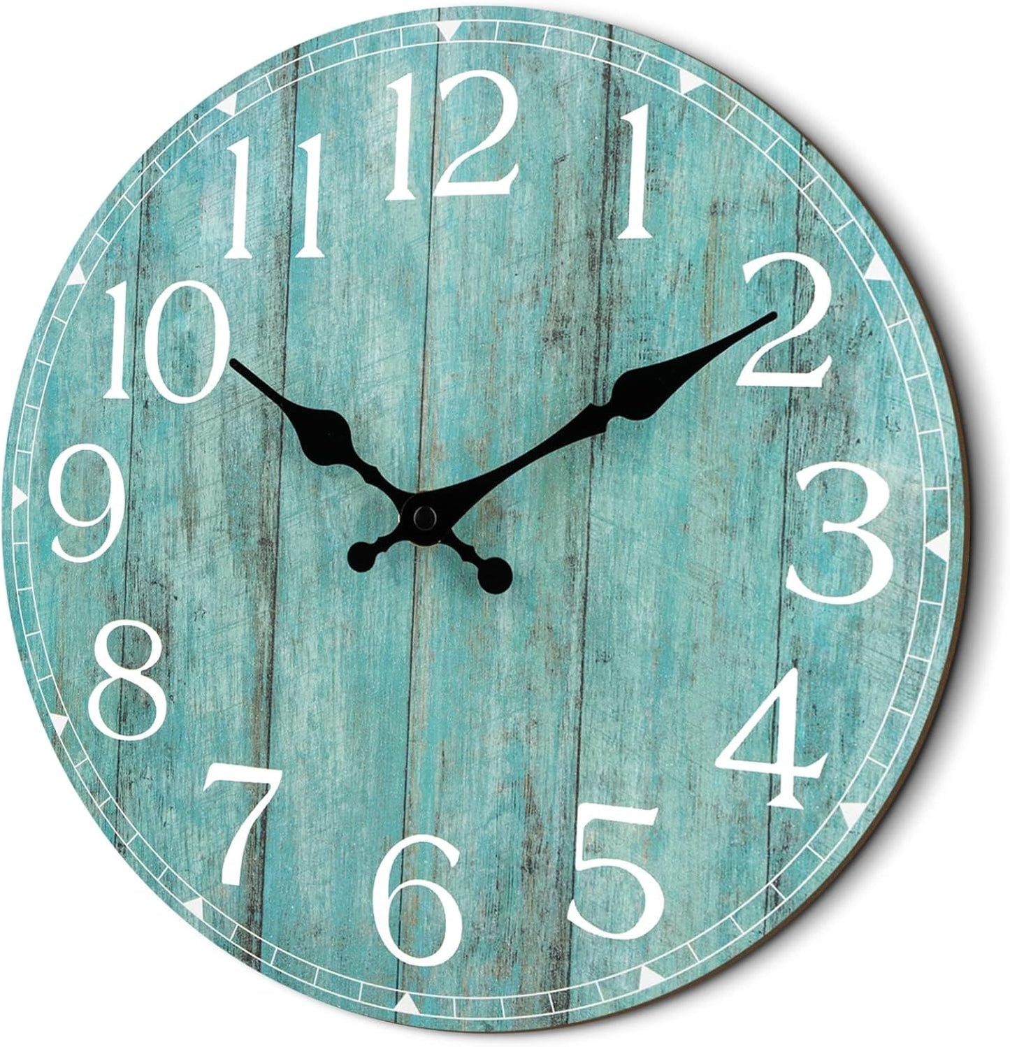 Wall Clock, Rustic Wall Clocks Battery Operated Silent Non Ticking, Country Round Wooden Clocks Farmhous Wall Decorative for Kitchen, Bathroom, Living Room (Gray 8 Inch)