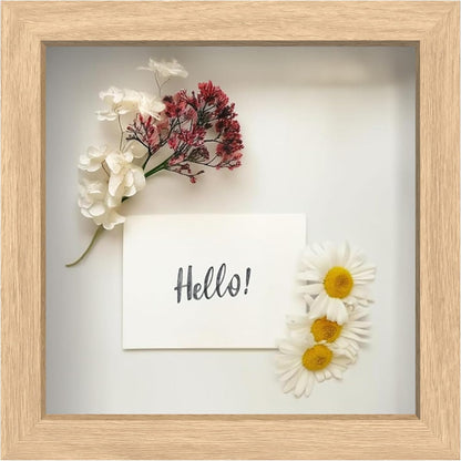 FrameWorks 11” x 14” Dark Oak Wooden Shadow Box Frame – Display Case with Soft Felt Back, Memory Box with Tempered Glass, Display Box with Elegant White Ball Push Pins, Wooden Flower Box