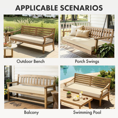 MIULEE Black Outdoor Bench Cushion 48x18x3 Inch Waterproof 3-Year Color Fastness Patio Furniture Cushions for Porch Swing, Garden Bench Sofa Couch with Adjustable Ties No Slip Design
