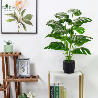Der Rose 28" Fake Plants Large Artificial Monstera Faux Potted Plants Indoor Tall for Outdoor Living Room House Floor Front Porch Tree Decor