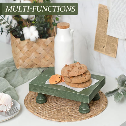 EOSAHR Farmhouse Riser for Room Decor : Decorative Pedestal Stand For Display Your Home Decorations and Uniquely Soap Stand - Rustic Bathroom Counter Tray and Kitchen Decor (Natural Wood)