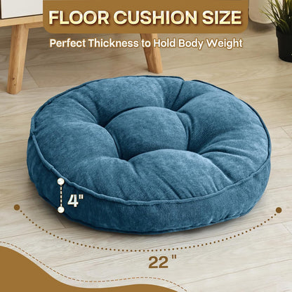 1 MIDDLE ONE Floor Pillow Set of 2, Memory Foam Floor Cushions for Adults, Large Meditation Pillow for Sitting, 22 x 22 Inches (Square | Grey)