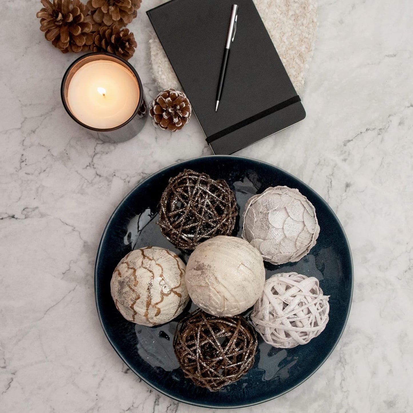 ANDALUCA Natural Tones Vase & Bowl Filler Decorative Balls (Natural Orbs)