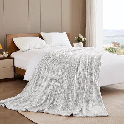 Exclusivo Mezcla Fleece Throw Blanket Extra Large, Super Soft and Warm Blankets for Couch, Sofa and Bed Waffle Textured, Cozy, Fuzzy and Lightweight (Slate Blue, 50x70 Inches)