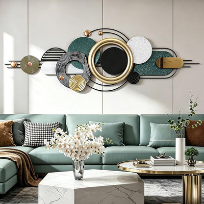 Lucky Monet Large Wall Decor for Living Room, Modern Metal Wall Art, 3D Textured Geometric Wall Sculpture 59"x24" Wall Hanging Decoration for Dinning Room Bedroom Entryway