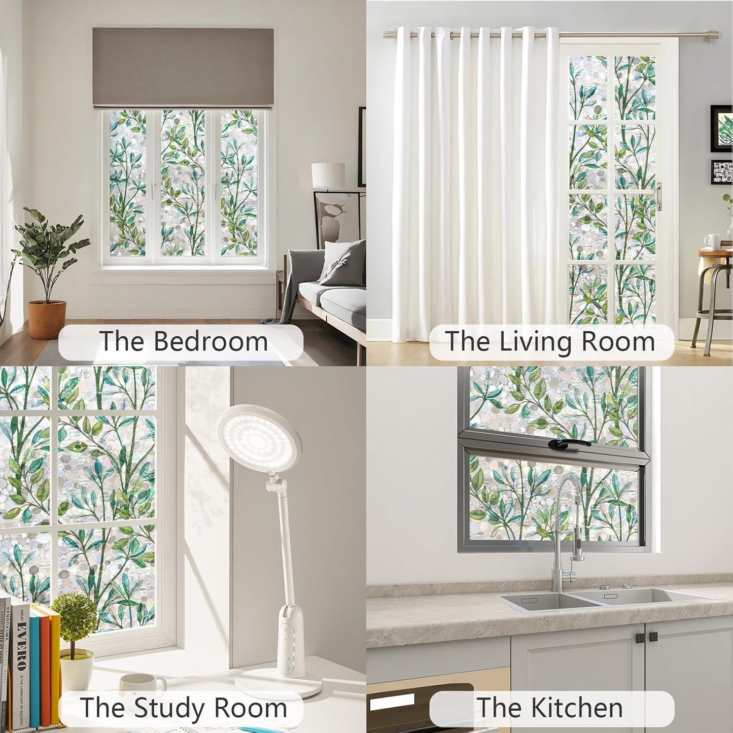 LEMON CLOUD Window Film, Decorative Window Privacy Film, 3D Stained Glass Window Sticker,Anti-UV Sun Blocker Heat Control for Home(Rainbow Tulip Design,17.5 x 78.7 inches)