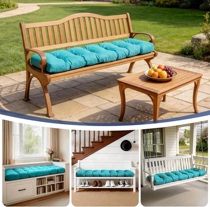 IASEAHK Outdoor Bench Cushion 48x18x5 Inch, Waterproof & Fade-Resistant Patio Furniture Cushions, Tufted Memory Foam Indoor/Outdoor Cushions for Couch Swing with Non-Slip Backing & Straps, Dark Grey