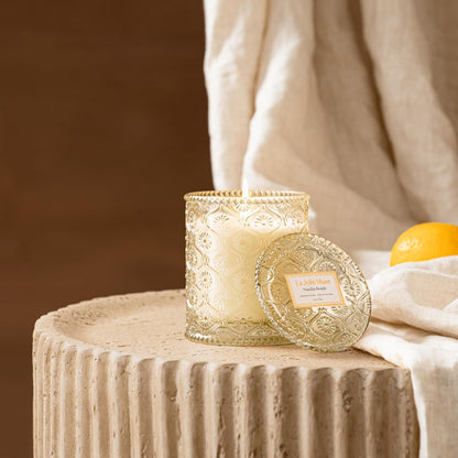 LA JOLIE MUSE Santal Rose Scented Candle – Saffron, Rose & Leather | 6 oz Natural Soy Wax | 40 Hours Clean Burn | Self Care Gifts for Women | Elegant Home Decor