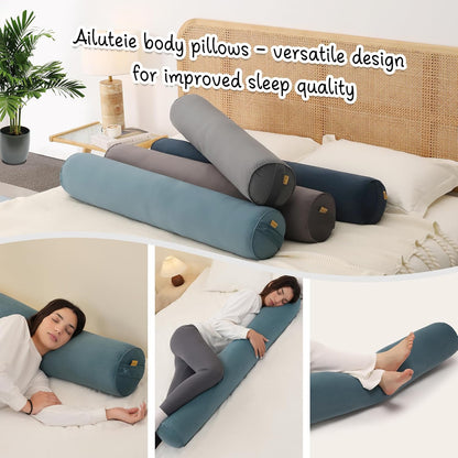 Body Pillow for Adults,Long Round Pillow,Big Cylindrical Pillow,Large Full Bolster Pillows for Side Sleepers (Steel Gray, 47.24"*7.87")