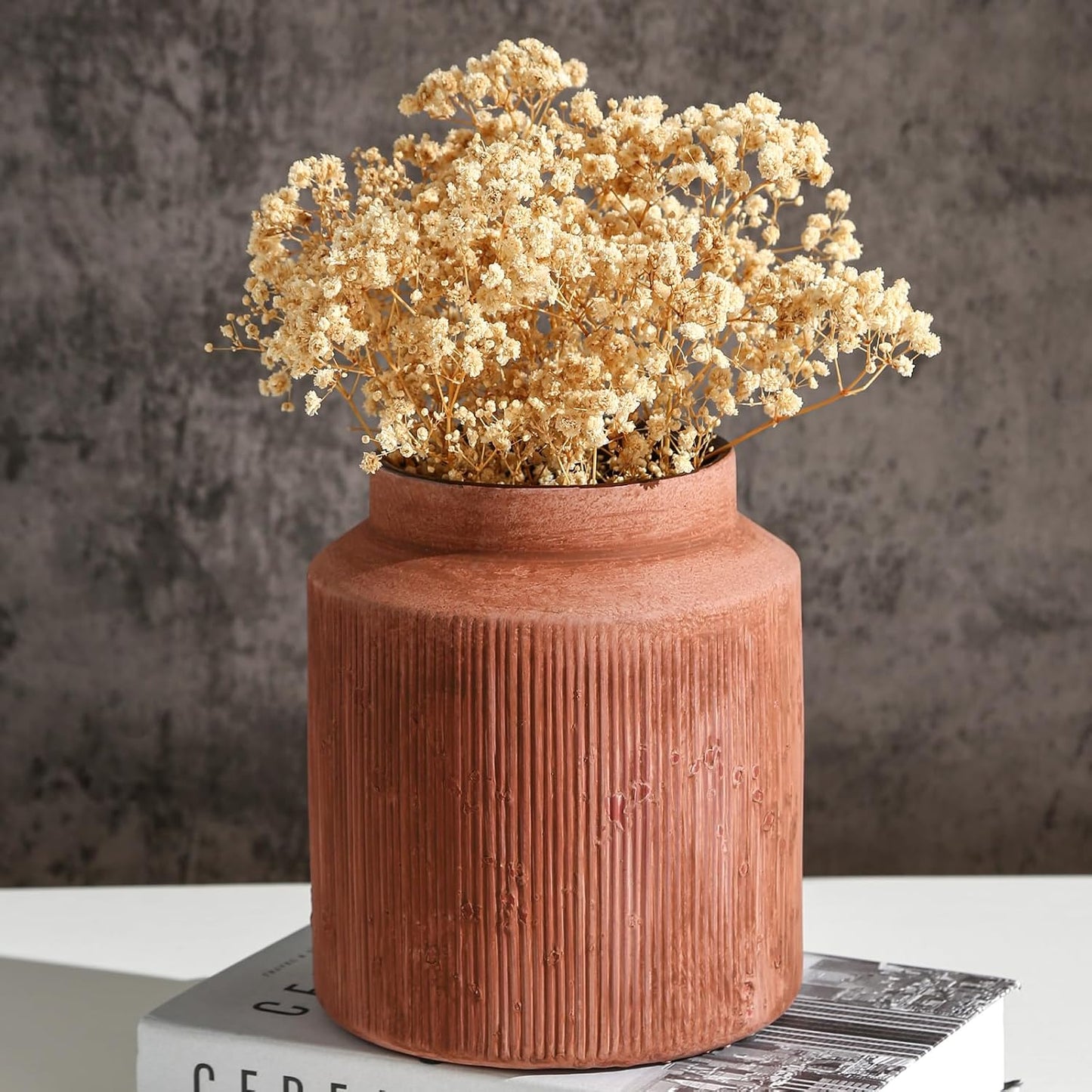 Rustic Vases for Home Decor. Ceramic Vase for Dining Table Decor. Terracotta Decorative Vase 6.1IN. ZSHLXM