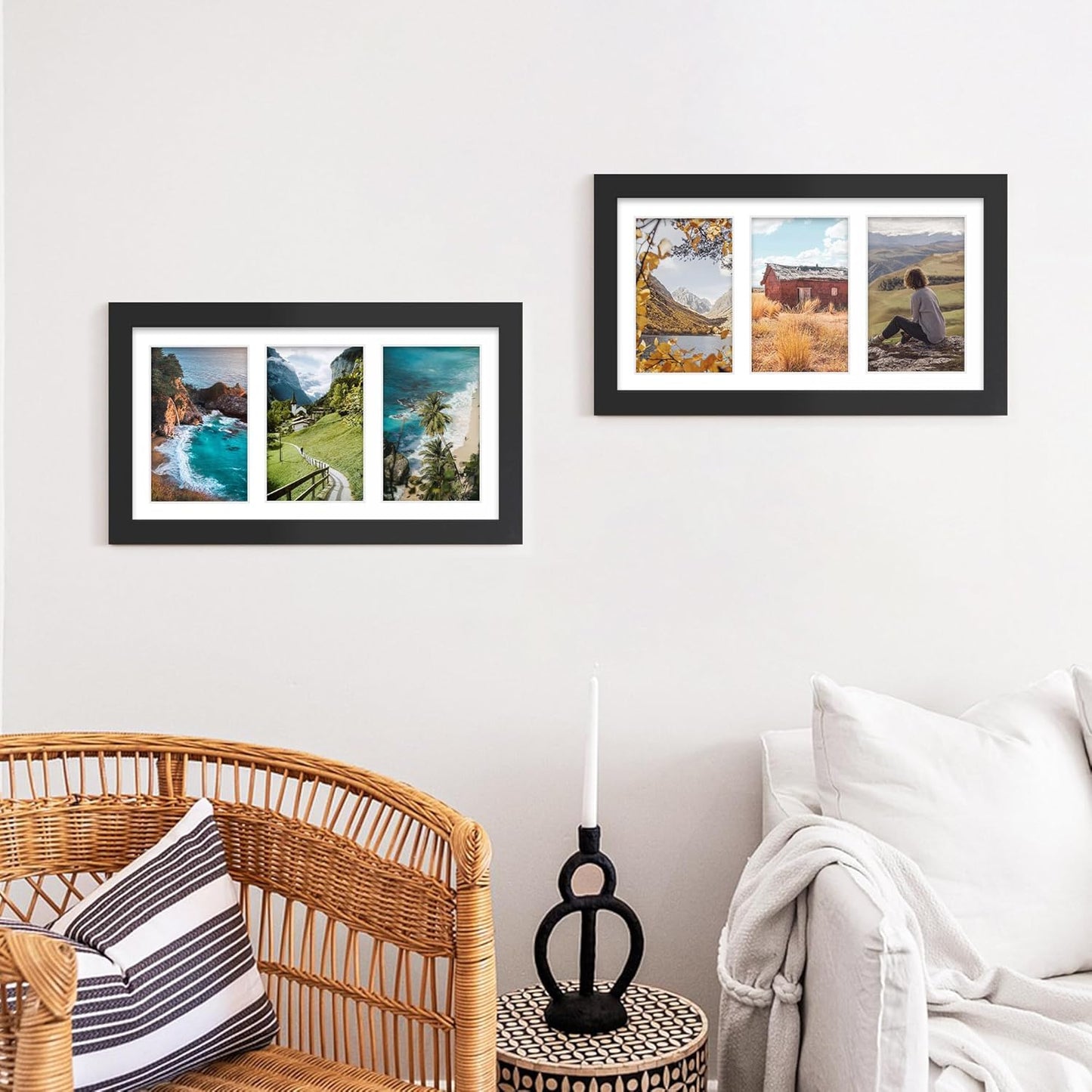 DUENPY 14x26 Collage Picture Frame 4x6 Collage Picture Frame Displays Twelve 4x6 inch Photos Available Horizontal Wall Mounting Display and Vertical Black - Colors A