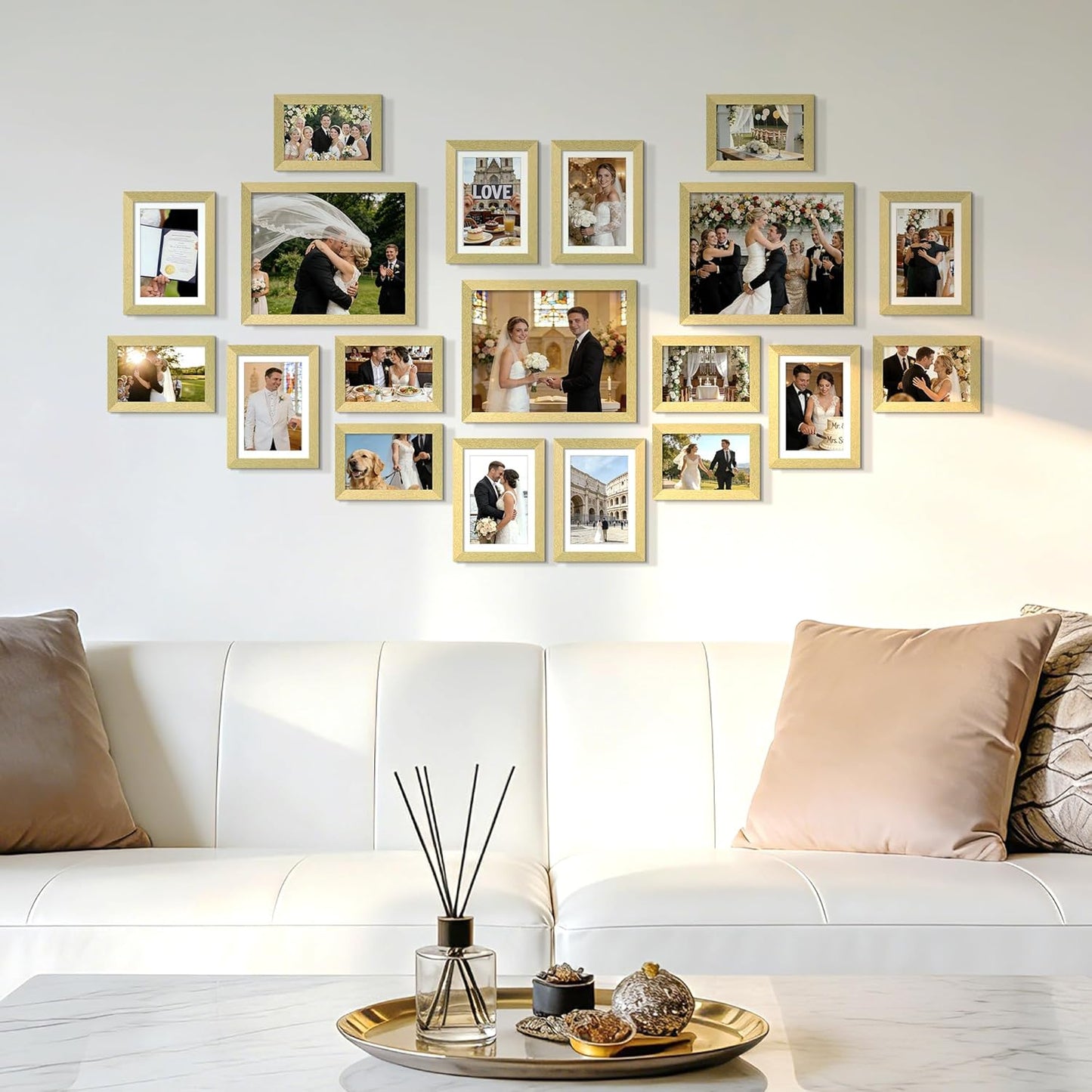 upsimples 19 Pack Picture Frames Collage Wall Decor for Mounting or Tabletop Display, Photo Gallery Frame Set for Family, Multi Sizes Including 8x10, 5x7, 4x6, Brown