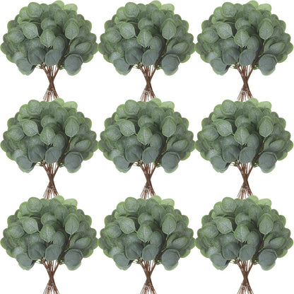 Taiyin 120 Pieces Artificial Eucalyptus Leaves for Wedding Eucalyptus Leaves Stems Decor Greenery Faux Green Stems for Wedding Centerpiece Floral Home Decor, 11 Inches