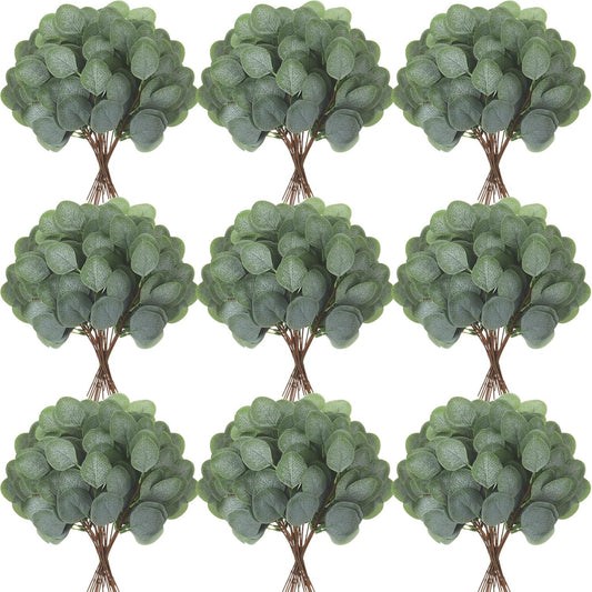 Taiyin 120 Pieces Artificial Eucalyptus Leaves for Wedding Eucalyptus Leaves Stems Decor Greenery Faux Green Stems for Wedding Centerpiece Floral Home Decor, 11 Inches