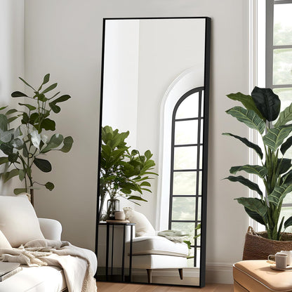 NicBex Full Length Mirror with Stand, 56"x19" Aluminum Alloy Frame Floor Mirror, Black, Shatter-Proof Glass - Free Standing, Leaning Against Wall or Wall-Mounted, for Bedroom Living Room Dressing Room