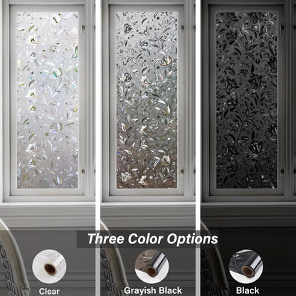 LEMON CLOUD Window Film, Decorative Window Privacy Film, 3D Stained Glass Window Sticker,Anti-UV Sun Blocker Heat Control for Home(Rainbow Tulip Design,17.5 x 78.7 inches)