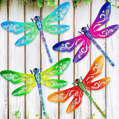 SUNREEK Metal Dragonfly Wall Decor, 9 Inches Dragonfly Outdoor Wall Art for Fence Garden Yard Patio Decorations