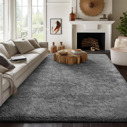 Ophanie Round Rugs 5Ft Ivory Circle Area Rug, Nursery Room Decor, Christmas Aesthetic Bedroom Home Circular Carpet 5 Foot, Fluffy Fuzzy Shag Plush Cream Living Room Rugs for Kids Boys Girls Teen Baby