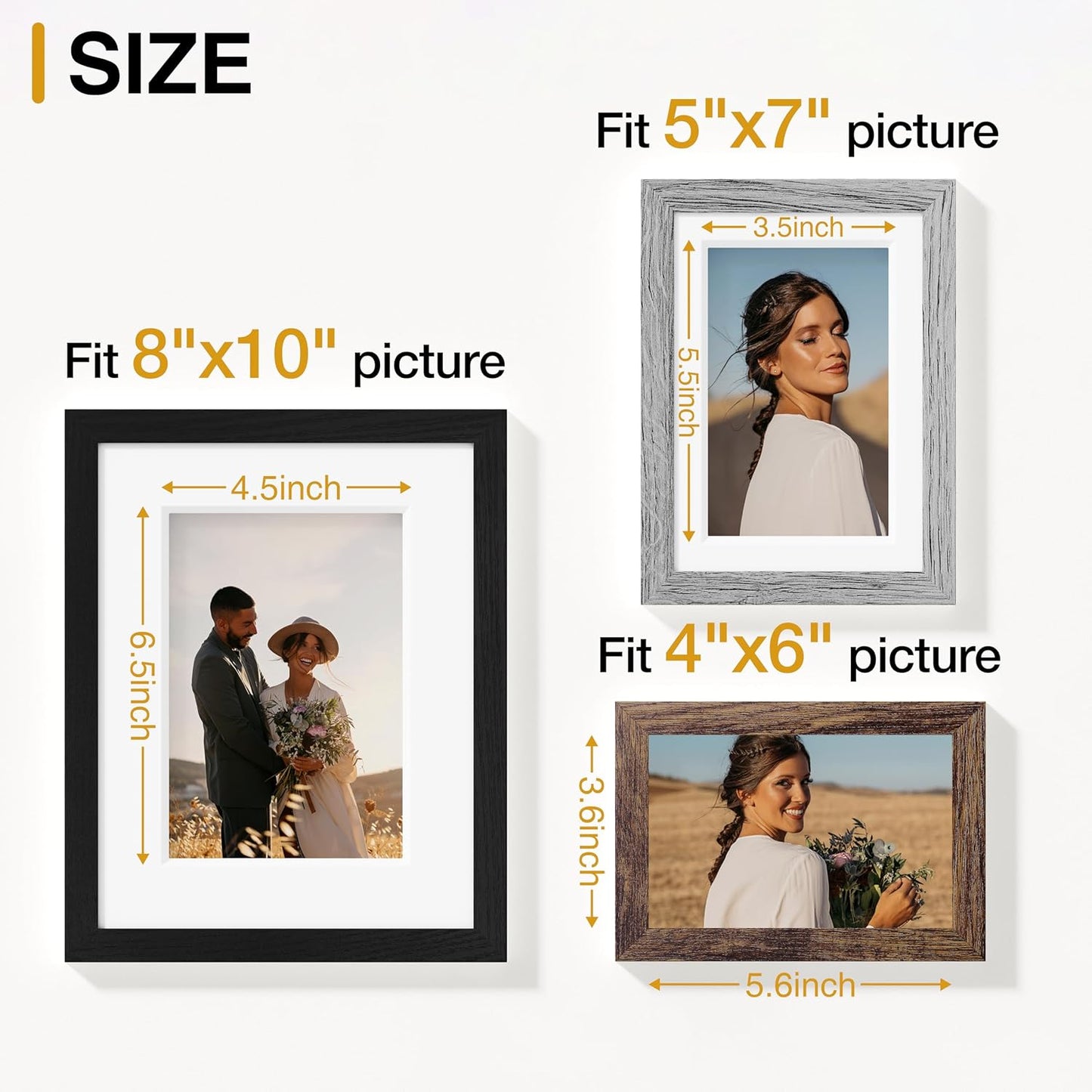 Vittanly 15 Pack Picture Frames Collage Wall Decor for Mounting or Tabletop Display, Gallery Frame Set for Family, Multi Sizes Including 3pcs 8x10, 6pcs 5x7, 6pcs 4x6, Black
