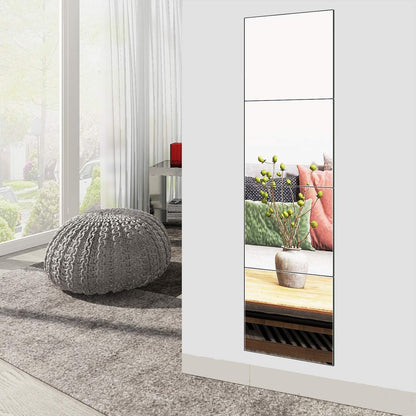 Ruomeng Home Gym Mirrors 12 Inch x 12Pcs Wall Mounted Mirror Glass Frameless Full Length Mirror Tiles for Home Gym, Bedroom, Door & Bathroom