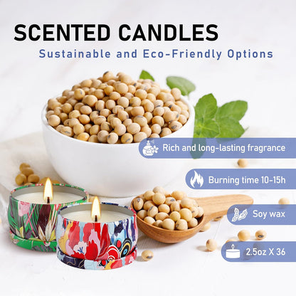 Howemon 24 Pack Scented Candles Set for Home, Relaxing Stress Relief, Aromatherapy - Natural Soy Wax and Fragrance - Gifts for Women, Mom, Best Friend, Wife, Birthday