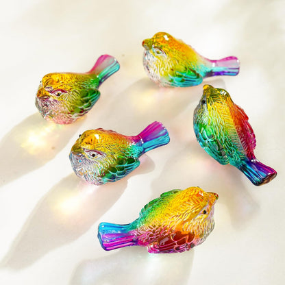 H&D HYALINE & DORA Blue Glass Bird Figurines Bird Gifts for Bird Lovers Women Crystal Glass Animal Figurine Collectible for Home Shelf Decor