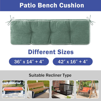 IPYNBAP Bench Cushion, 42 x 16 Inch Patio Furniture Cushions with Durable Ties, Soft Memory Foam Bench Cushions for Indoor/Outdoor Furniture with Non-Slip Bottom, Kitchen&Dining, Dark Grey