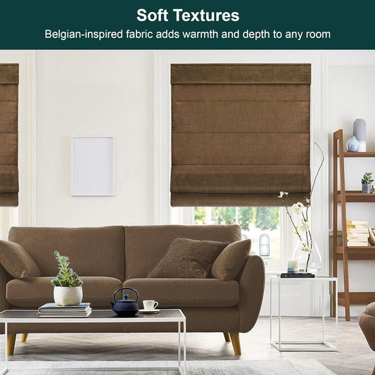 CHICOLOGY Cordless Roman Shade, Light Filtering Privacy Liner, Textured Belgian Flax Fabric, True-to-Size 31" W x 64" H, Inside/Outside/Ceiling Mount Window Treatment for Living Room Bedroom - Colors B