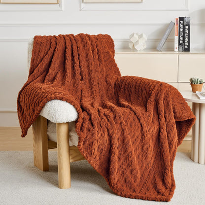 50x70 Inch Rust Throw Blanket - Soft & Fluffy Fleece, Cute & Aesthetic, Perfect for Sofa, Couch, Chair, Bed, Living Room & Bedroom, All-Season Use, Plush & Cozy Decorative Blanket