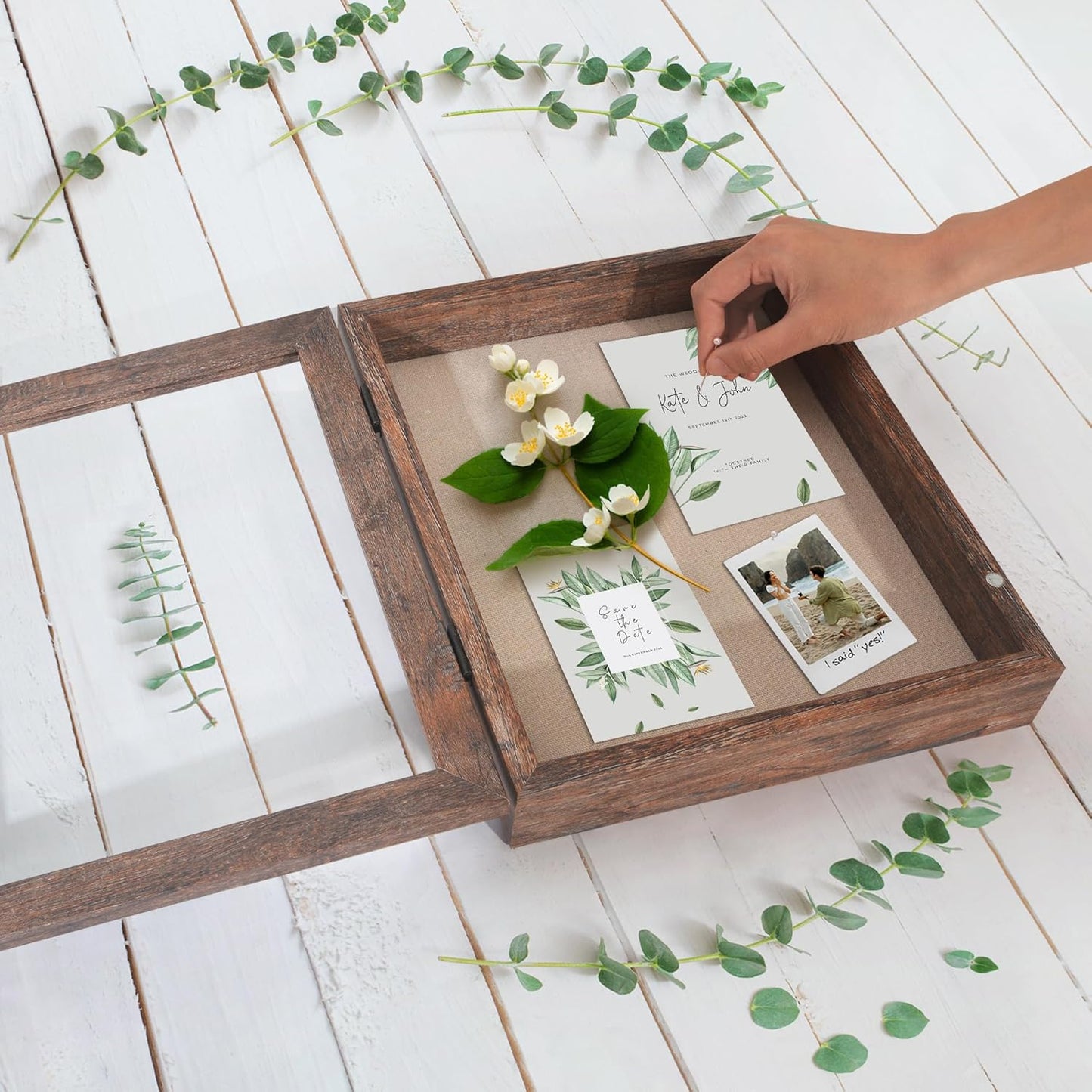 Americanflat Front Opening 11x14 Shadow Box Frame with Shatter-Resistant Glass - Silhouette Collection - Shadow Box Display Case for Tabletop and Wall Display - Black