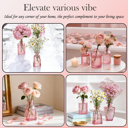Clear Glass Bud Vase Set of 12 Pcs,Small Bud Vases in Bulk,Glass Crystal Flower Vases Table Centerpieces for Party Event Wedding Decor Baby Shower Decorations (Clear, 12 Pcs)