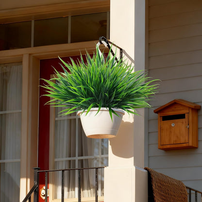 Ivydale 12Pcs Fake Plants Outdoor Artificial Plastic Grass Spring Decoration UV Resistant Faux Greenery Stems Bushes Outside Fake Plants for Planters Patio Porch Window Box Pathway Garden Home Decor