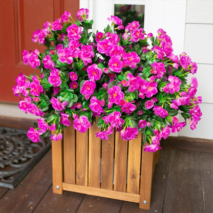 Ivydale Artificial Fake Flowers Plants for Outdoor Outside Spring Decor, Faux Silk Yellow Camellia UV Resistant Look Real for Planter Pot Porch Patio Balcony Garden Yard, 3 Large Bundles