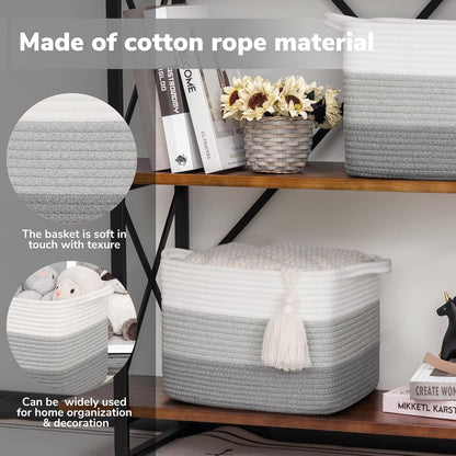 Goodpick Cube Storage Bins - Towel, Book, Cloth, Shoes, Closet Shelf Woven Baskets for Office, Baby Laundry, Toys, 13''x10''x9''