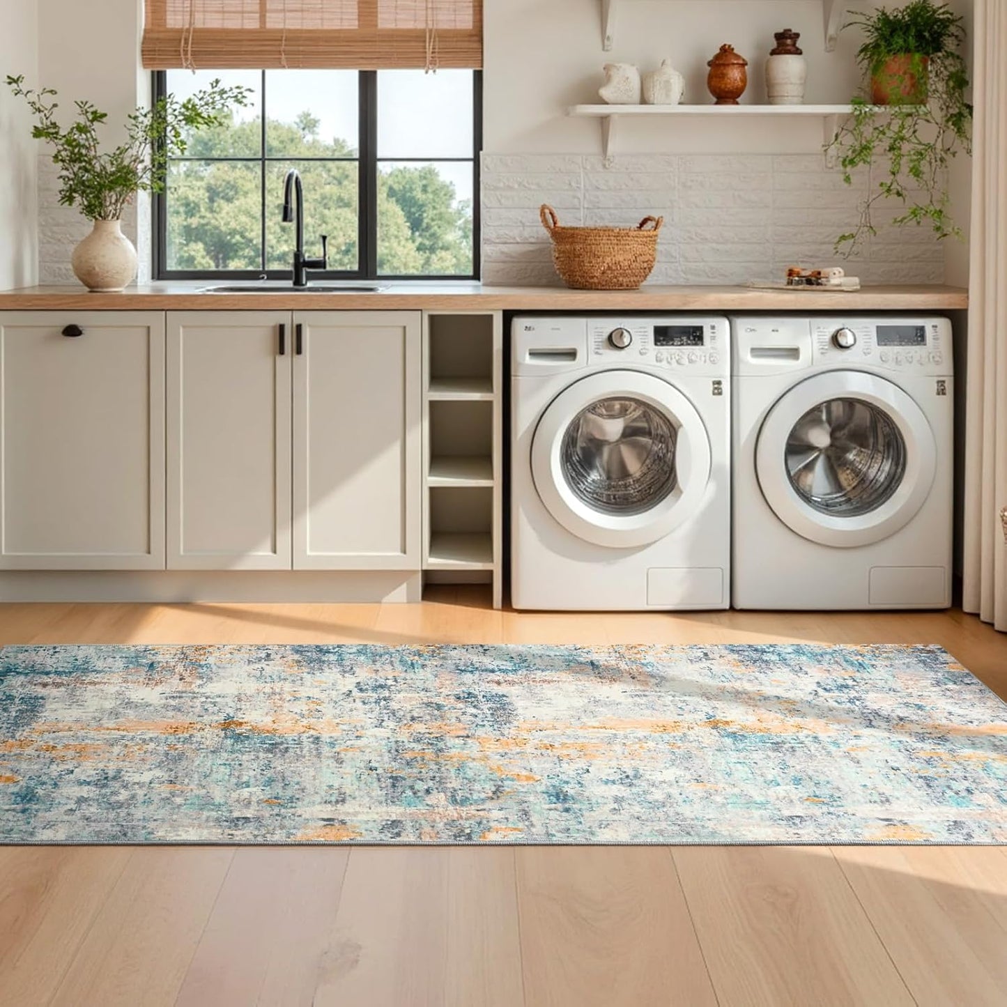Ompaa 2x6 Rug Runners for Hallways Kitchen Runner Rug Non Slip Washable Grey Long Runner Rugs with Rubber Backing Soft Abstract Carpet Runner for Hallways, Kitchen, Bedroom, Bathroom, Entryway - Colors B