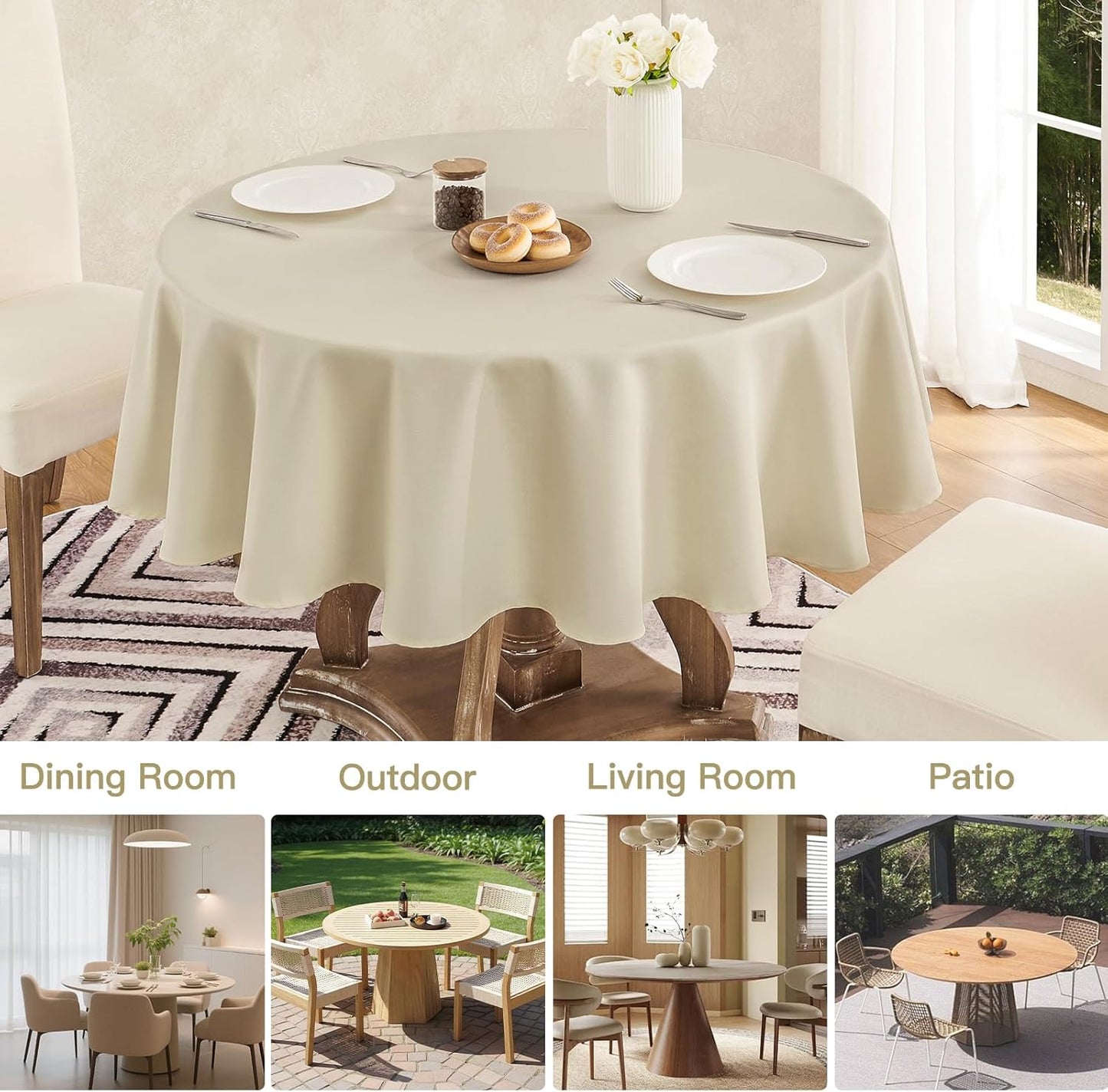 Veblandy Rectangle Tablecloth Waterproof Linen Textured Table Cloth Stain and Wrinkle Resistant Washable, Decorative Fabric Table Cover for Dining, Party and Camping (Sage Green, 52 * 70)