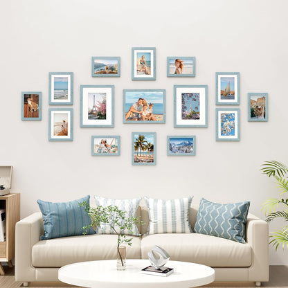 Vittanly 15 Pack Picture Frames Collage Wall Decor for Mounting or Tabletop Display, Gallery Frame Set for Family, Multi Sizes Including 3pcs 8x10, 6pcs 5x7, 6pcs 4x6, Black