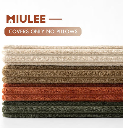 MIULEE Boho Farmhouse Sage Green Throw Pillow Covers 18x18 Inch Set of 4 Mordern Nordic Cushion Covers Soft Corduroy Spring Home Decor for Couch Bed Sofa Living Room Forest Green