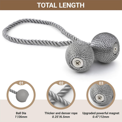 Hion Magnetic Curtain Tiebacks Black 2pcs, Curtain Tiebacks Buckles Holdbacks Holders Hooks Clip for Home Outdoor Bedroom Office Decorative Curtain
