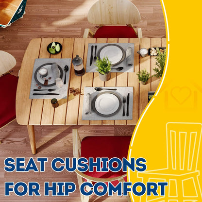 AAAAAcessories D-Shaped Chair Cushions, 2" Thick Dining Chair Pads with Ties and Removable, Machine-Washable Cover, 17" x 16", Set of 4, Oatmeal Beige - Colors B